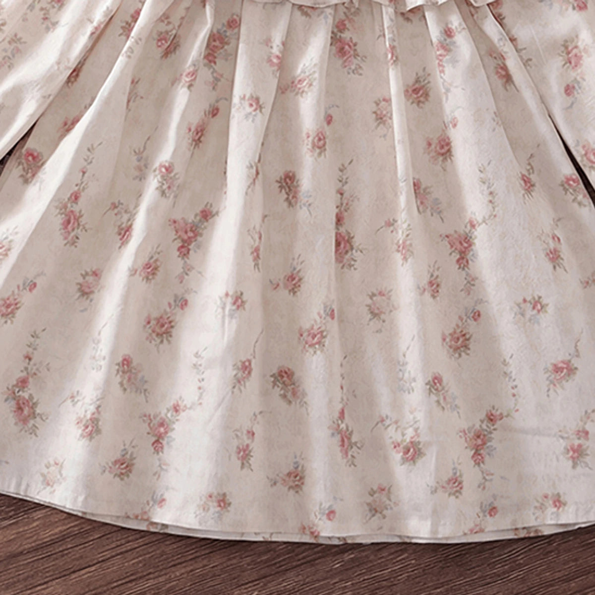 Girls Pink Floral Print Long Sleeve A-Line Dress Casual Dresses