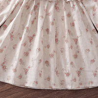 Girls Pink Floral Print Long Sleeve A-Line Dress Casual Dresses