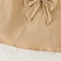 Girls Khaki Bow Applique Top With Elasticated Skirts Sets 2 pc. Sets
