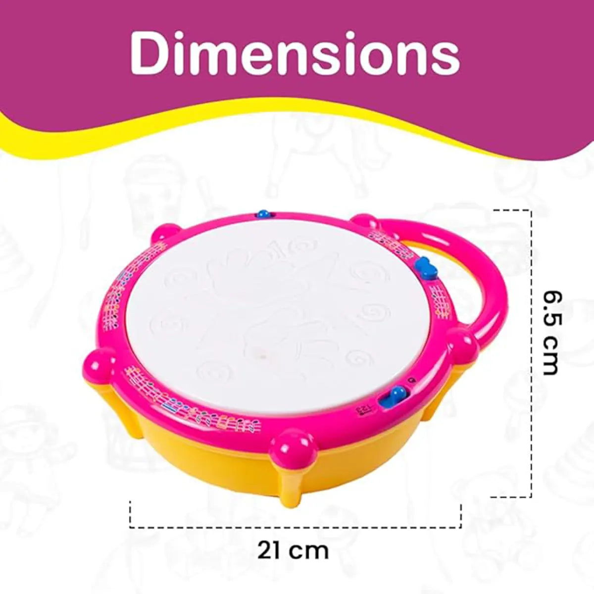 Kids Yellow Flash Drum Toy with LED Lights & Music Sticks Trending Accessories