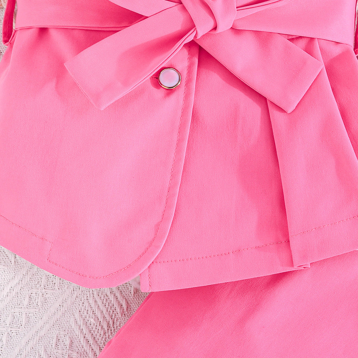 Girls Fuchsia Puff Sleeves Summer Blazer With Trouser Set 2 pc. Sets