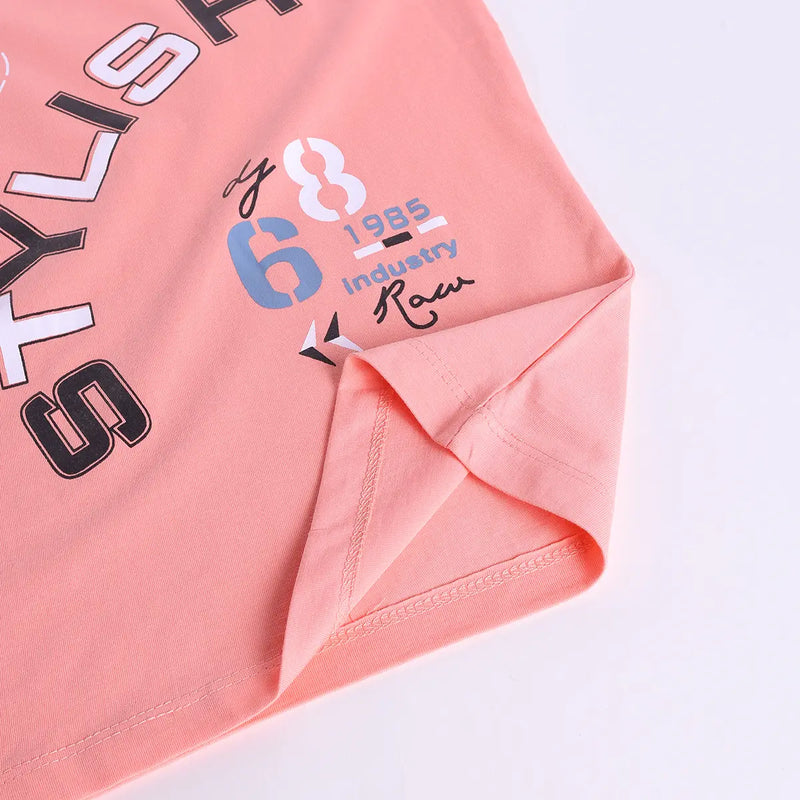 Boys Pink Graphics Print Short Sleeve T-Shirt With Elasticated Pants Sets Sets