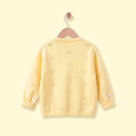 Girls Yellow Floral Long Sleeve Cardigan Sweaters & Cardigans