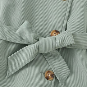 Girls Green Textured Long Sleeve Trench Coat Coats & Jackets