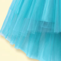 Girls Turquoise Blue Floral Applique Fit & Flare Party Dress Party Dresses