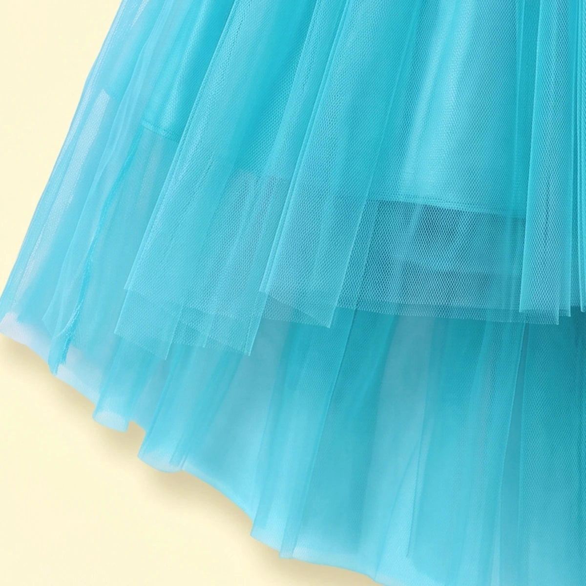 Girls Turquoise Blue Floral Applique Fit & Flare Party Dress Party Dresses