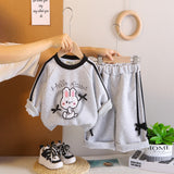 Girls Grey Rabbit Printed Sweatshirt With Pants Set