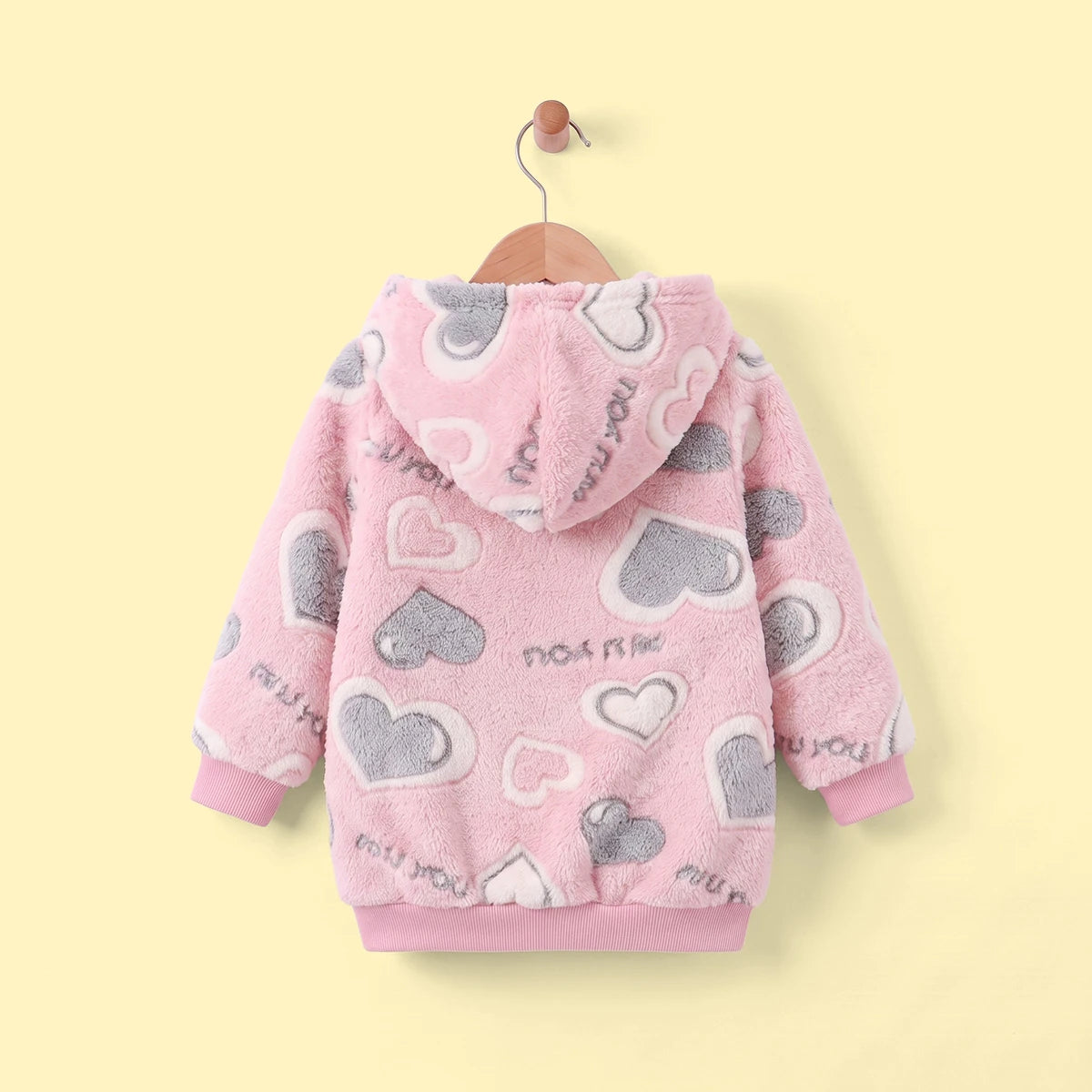 Girls Pink Heart Self-Design Hooded Sweatshirt Sweatshirts & Hoodies