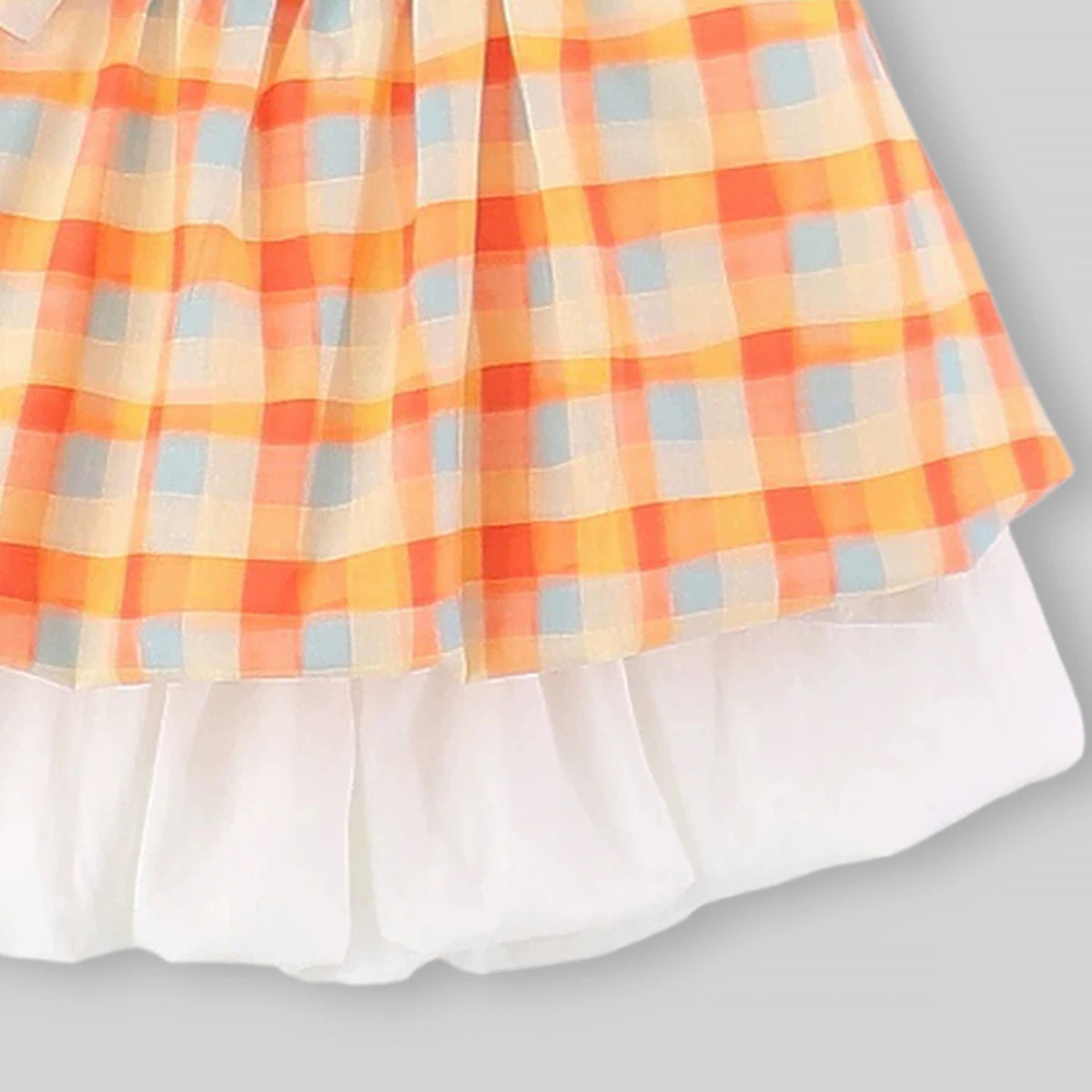 Girls Orange Checked Top With Shorts Sets Sets
