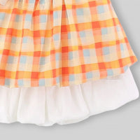 Girls Orange Checked Top With Shorts Sets Sets