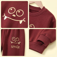 Boys Red Smiley Printed Sweatshirt & Joggers Co-ord Sets Sets