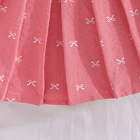 Girls Sleeveless Polo Collar Top With Pink Bow Print Pleated Skirt Set 2 pc. Sets