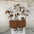 Boys Abstract Printed Short Sleeves Shirt With Brown Shorts Set 2 pc. Sets Brown 1-2 Y