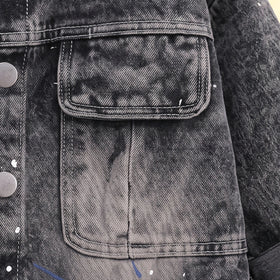 Boys Black Splatter Print Denim Jacket & Pants With T-Shirt Sets 3 pc. Sets