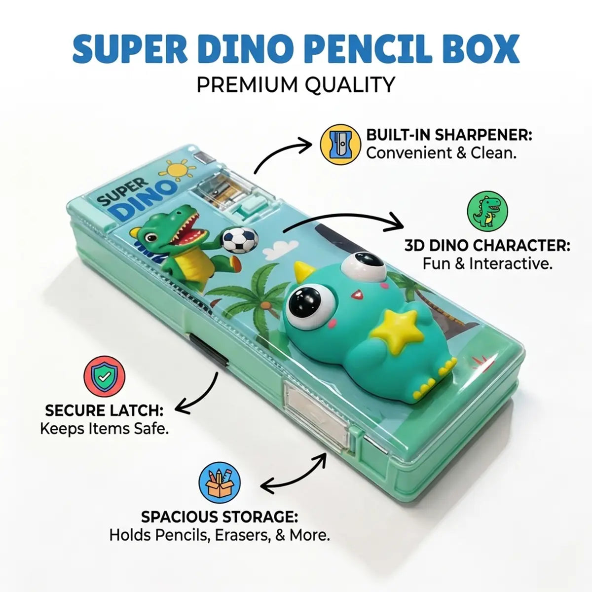 Dinosaur Hard Pencil Box for Boys & Girls Trending Accessories