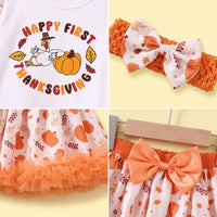Girls White Typography Print Top With Skirt Sets 2 pc. Sets