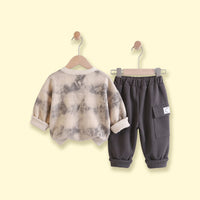 Boys Beige Tie & Dye Raglan Sleeve Sweatshirt With Joggers Sets 2 pc. Sets