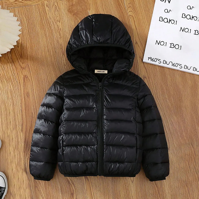 Boys Black Hooded Zip-up Puffer Jacket Coats & Jackets Black 3-4 Y