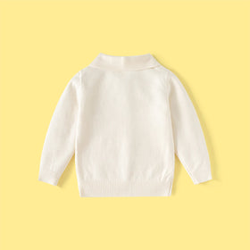 Boys Off White Long Sleeve Jacquard Polo Sweater Sweaters & Cardigans