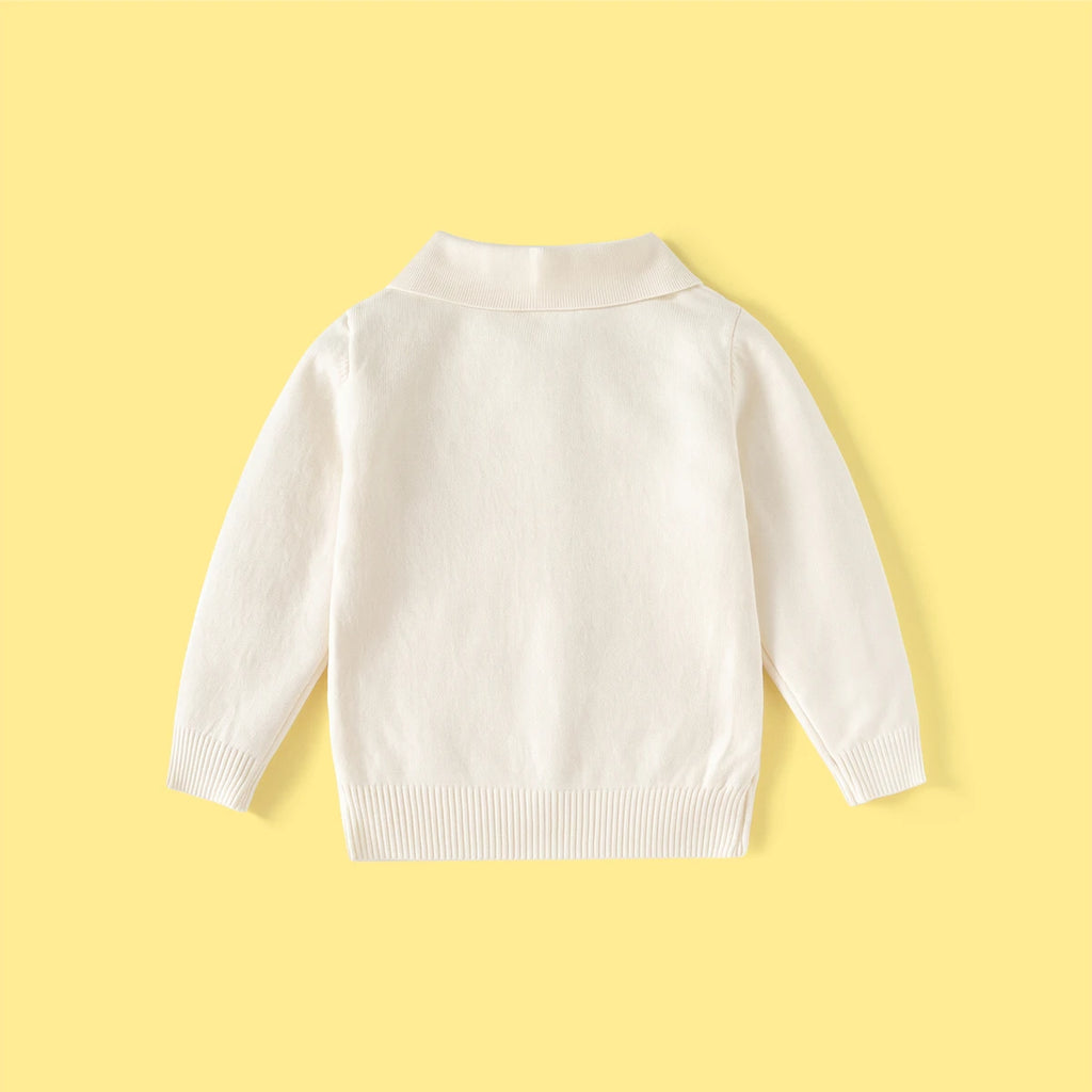 Boys Off White Long Sleeve Jacquard Polo Sweater Sweaters & Cardigans