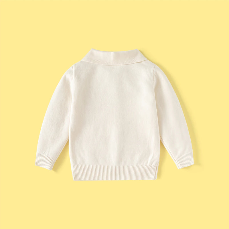 Boys Off White Long Sleeve Jacquard Polo Sweater Sweaters & Cardigans