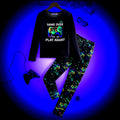Boys Black Gaming Printed Glow in the Dark T-Shirt & Pajama Winter Set 2 pc. Sets Black 7-8 Y