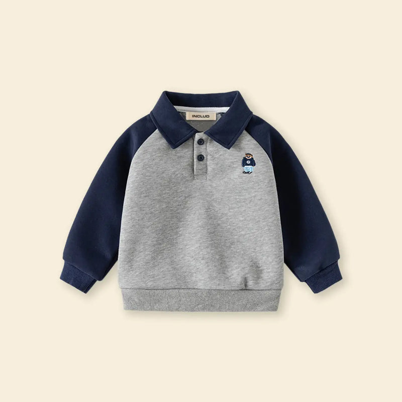 Boys Navy Blue Polo Sweatshirt With Jogger Sets Sets