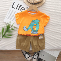 Boys Orange Short Sleeve Graphic T-Shirt With Shorts Set 2 pc. Sets Orange 1-2 Y