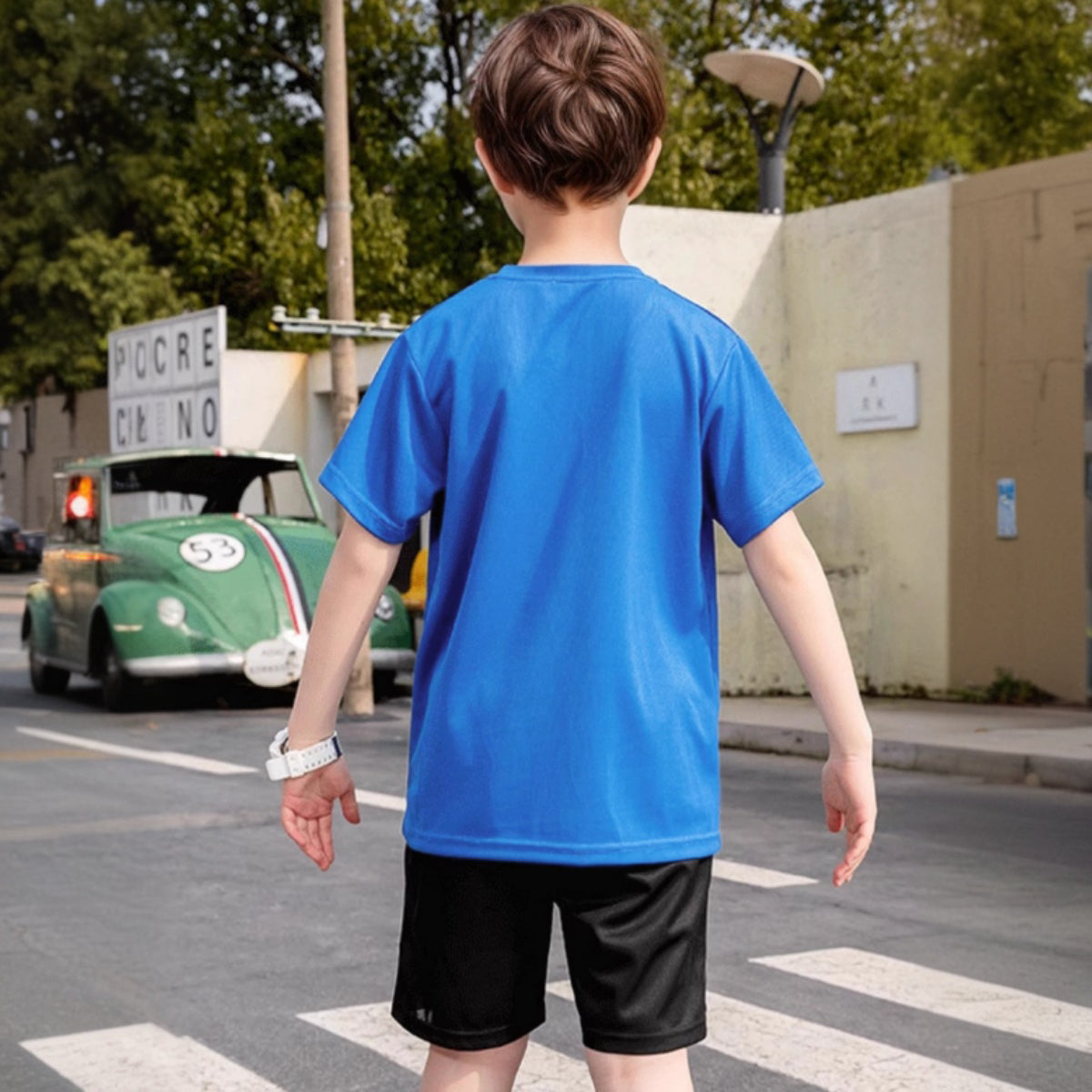 Boys Blue Solid Summer Short Sleeves T-shirt with Shorts Set 2 pc. Sets