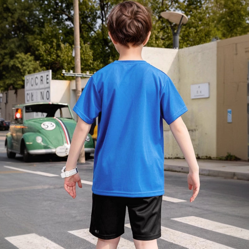 Boys Blue Solid Summer Short Sleeves T-shirt with Shorts Set 2 pc. Sets