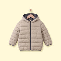Boys Beige Hooded Zip-up Puffer Jacket Coats & Jackets Beige 1-2 Y