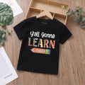 Girls Black Typographic Print Short Sleeve T-Shirt Tshirts Black 1-2 Y