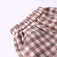 Boys Light Brown Typographic Short Sleeve T-Shirt With Checked Shorts Sets Sets