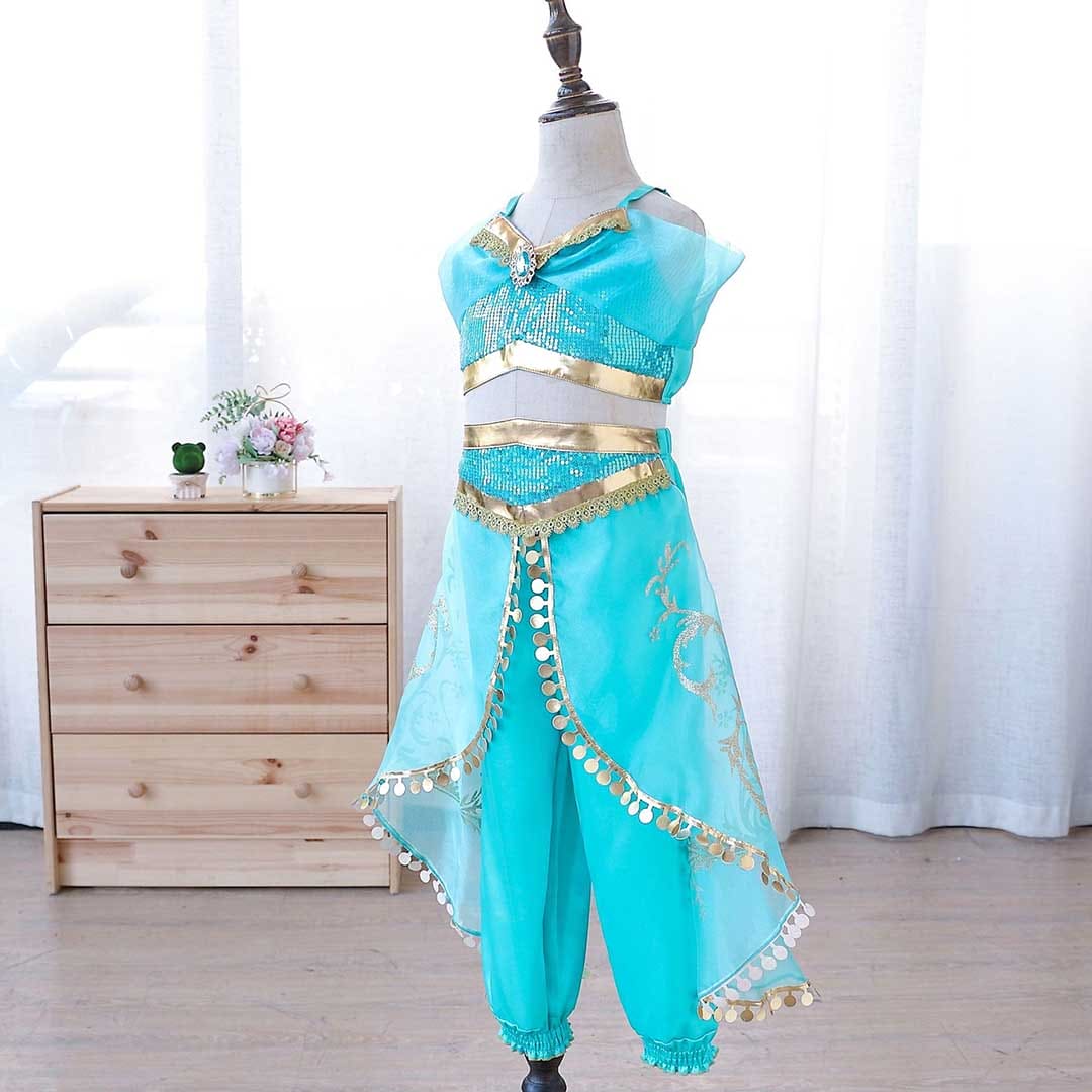 Girls Princess Jasmine Party Wear Top With Trousers Set Sets   
