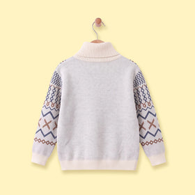 Girls Apricot Geometric Knitted Sweater Sweaters & Cardigans