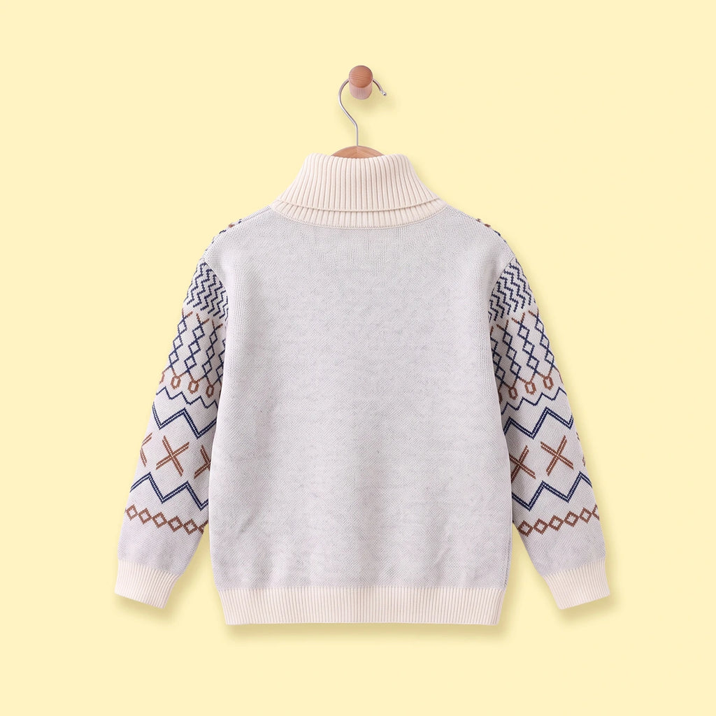 Girls Apricot Geometric Knitted Sweater Sweaters & Cardigans