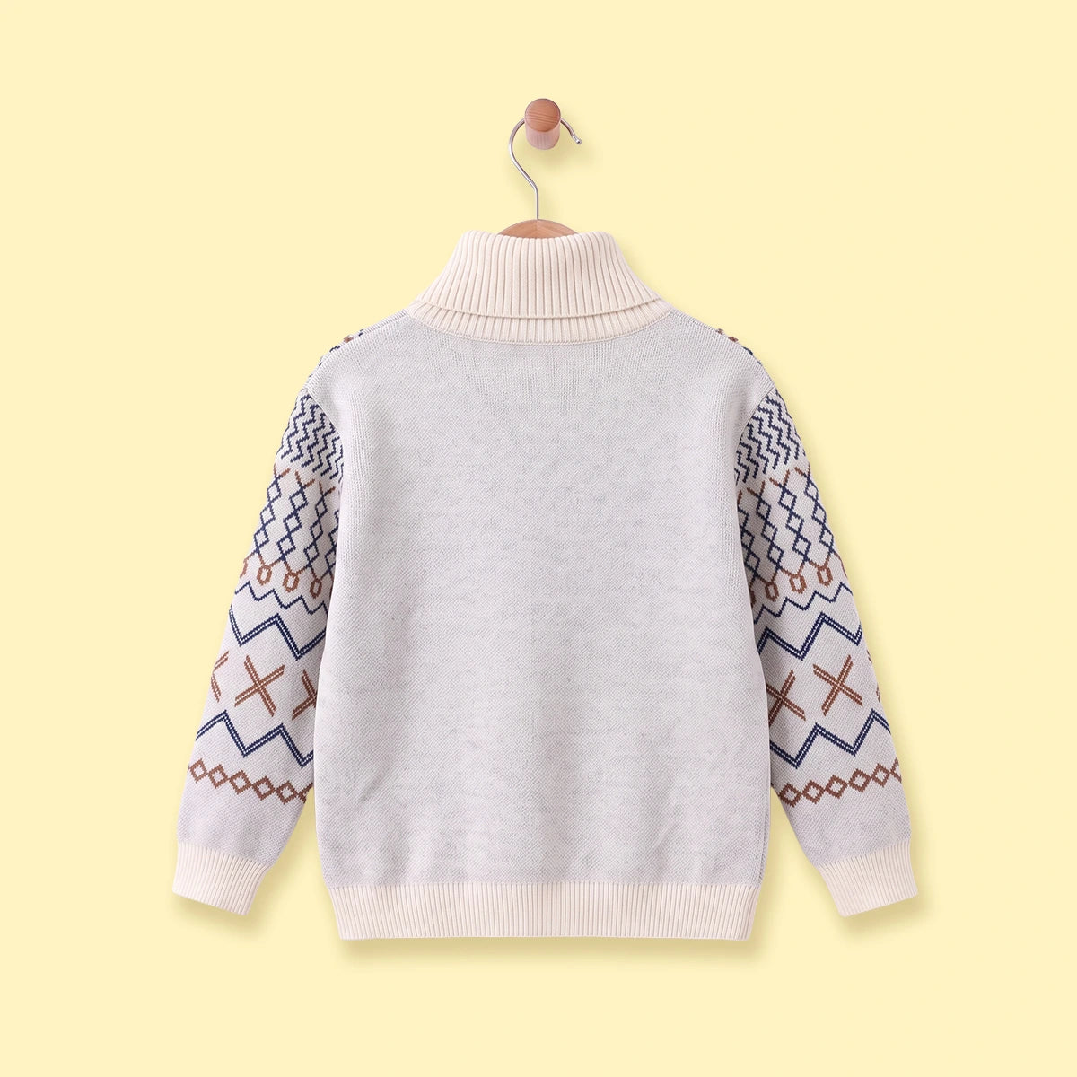 Girls Apricot Geometric Knitted Sweater Sweaters & Cardigans