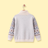 Girls Apricot Geometric Knitted Sweater Sweaters & Cardigans