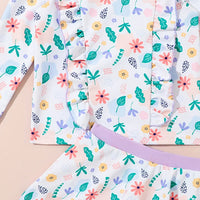 Girls Off White Floral Print Top With Skorts Swimwear Sets Beachwear