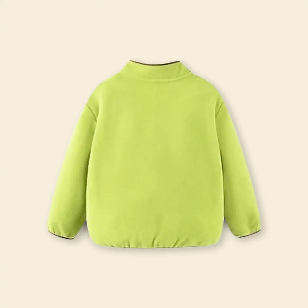 Boys Green Fleece Half Zipper Jacket Coats & Jackets
