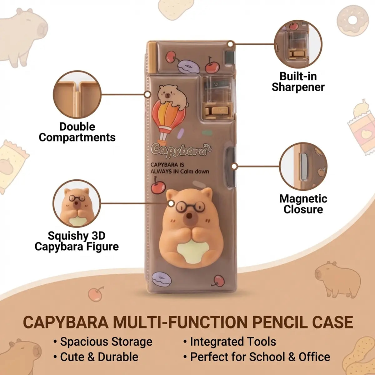 Kids Capybara Cartoon Pencil Box Trending Accessories