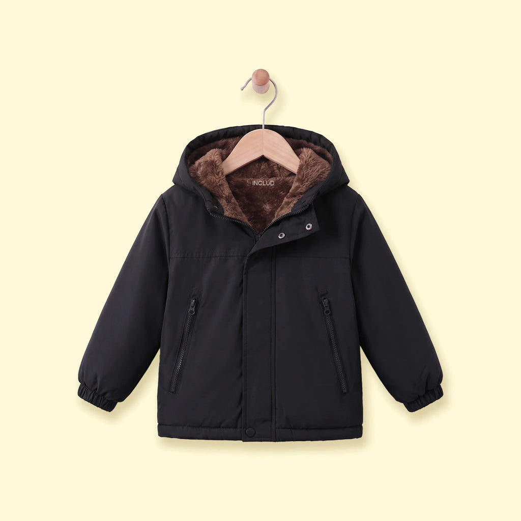 Girls Black Long Sleeve Hooded Zip-up Jacket Coats & Jackets Black 1-2 Y