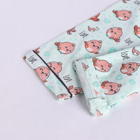 Girls Sea Green Bird Print Short Sleeve Shirt With Elasticated Pants Sets Sets
