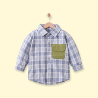 Boys Blue Checked Long Sleeve Shirt Shirts Blue 1-2 Y
