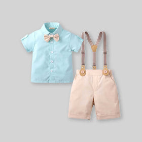 Boys Short Sleeve Shirt With Suspender Shorts Set 2 pc. Sets   