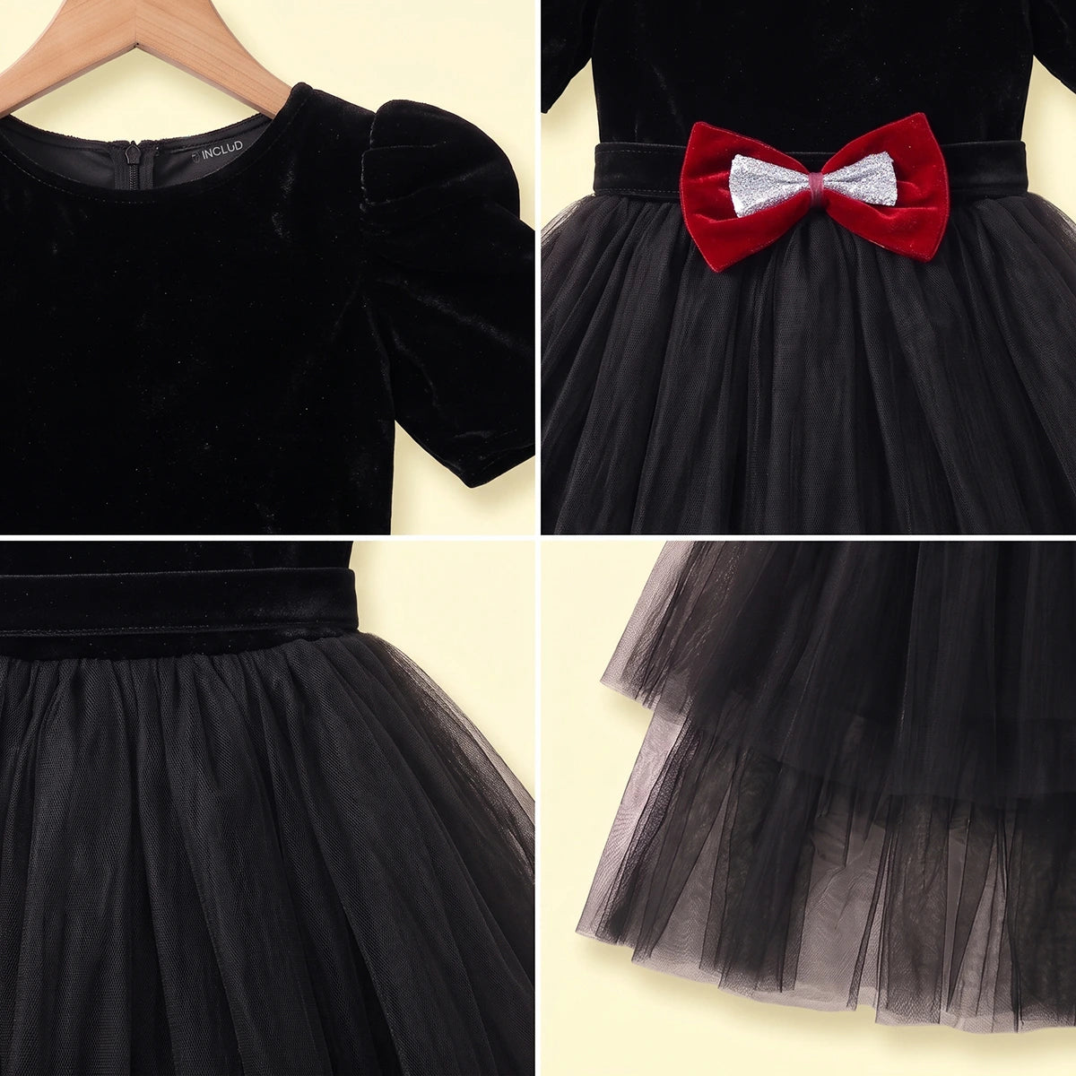 Girls Black Short Sleeve High-Low Party Dress Party Dresses
