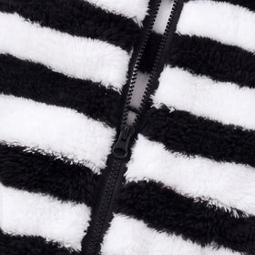 Boys Black Striped Fleece Sleeveless Jacket Coats & Jackets