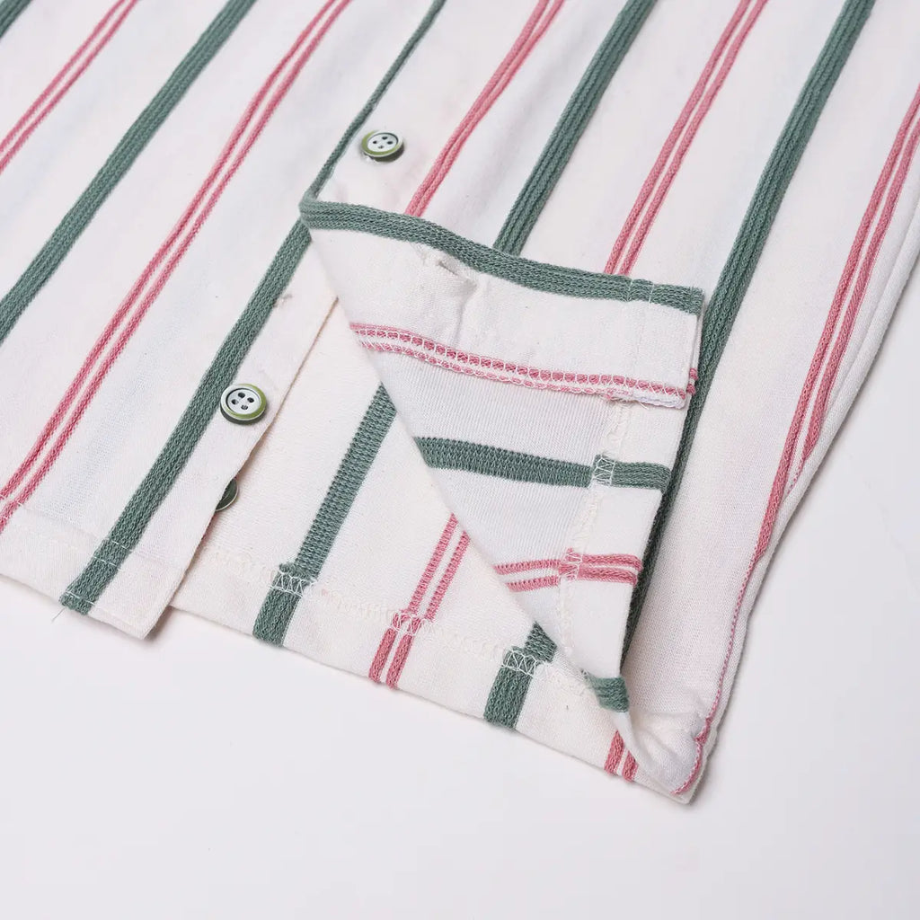 Boys Pink Striped Short Sleeves Shirt With Graphic T-Shirt And Shorts Sets Sets