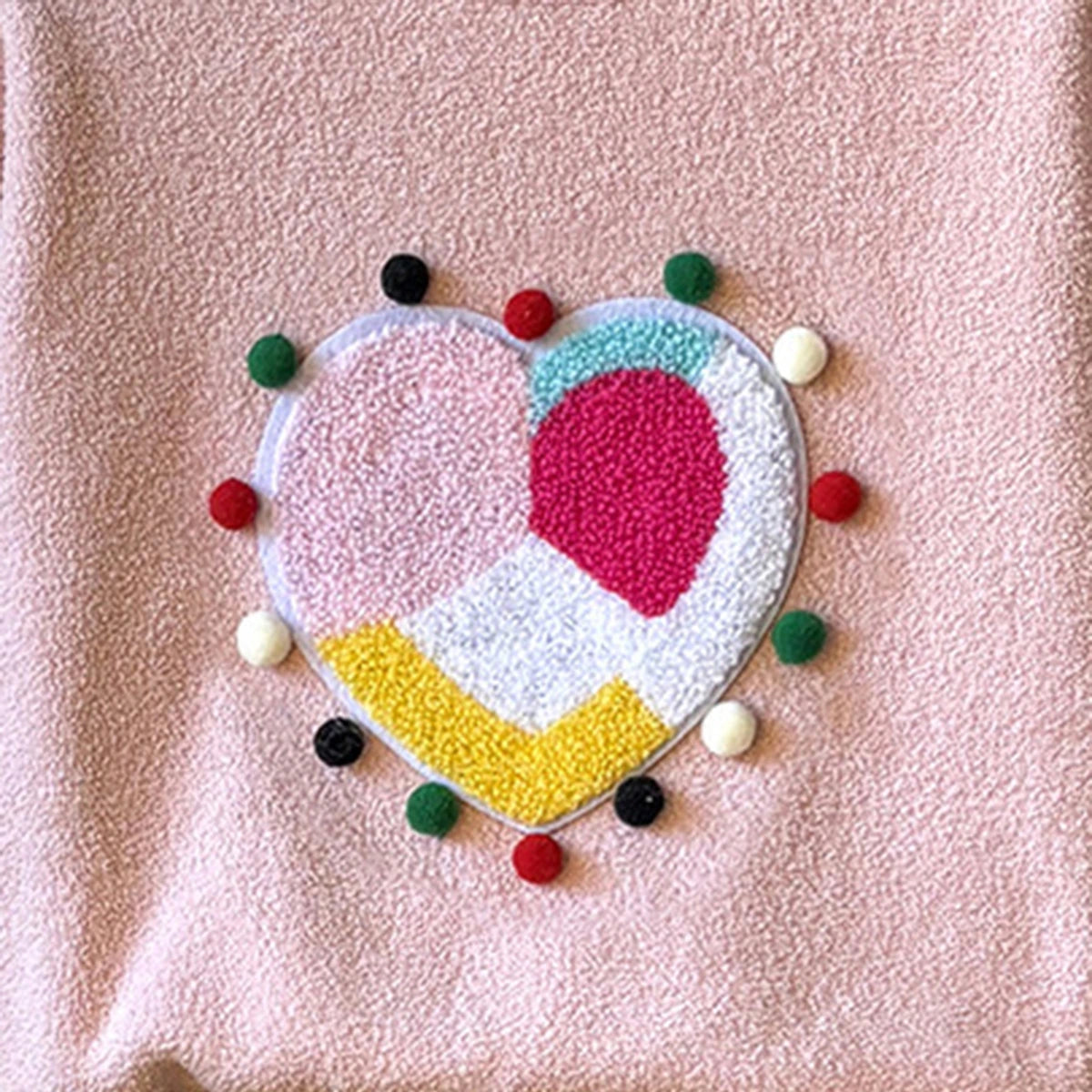 Girls Pink Fleece Heart Applique Top With Pants Sets Sets
