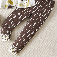 Girls Multicolor Animal Print Short Sleeve Top With Pants Sets 2 pc. Sets